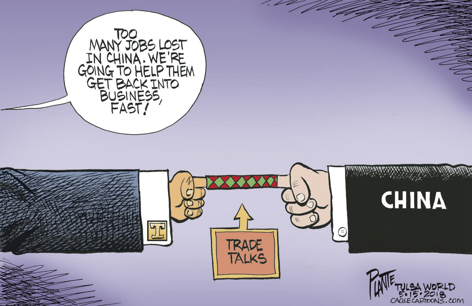 Bruce Plante Cartoon: Trump to help Chinese jobs